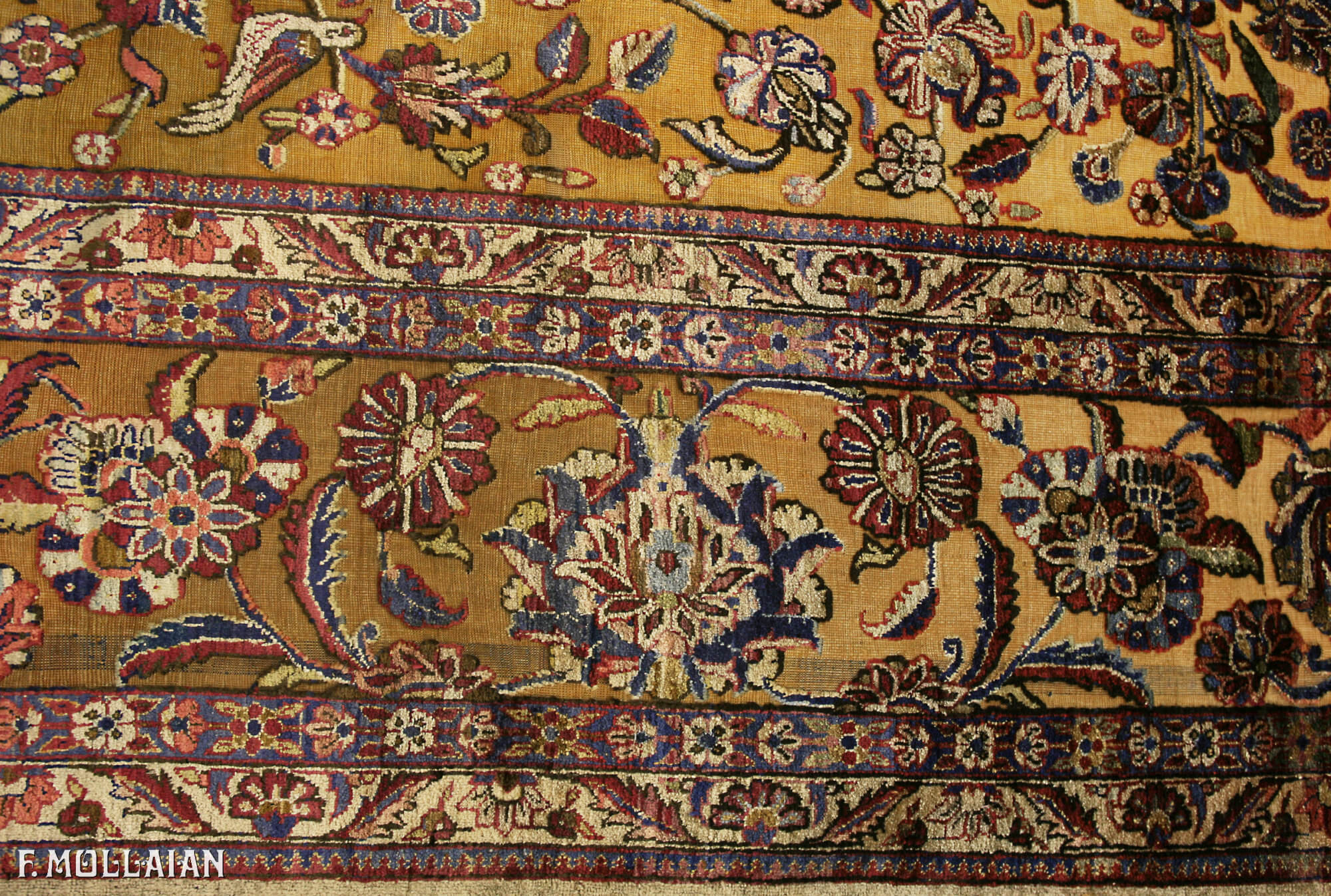 Kashan Rug Souf Prayer Goldish Color Field  n°:88844210
